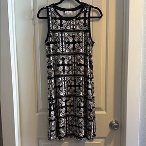 *NEW* LOFT Outlet Sleeveless Black Print Swing Dress Size SM